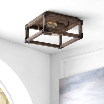 Magnolia 11.5" Iron Rustic Farmhouse LED Flush Mount - JONATHAN Y